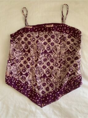 GAP Vintage Y2K Handkerchief Hem Crop Top Purple Boho Paisley Print NWOT XS
